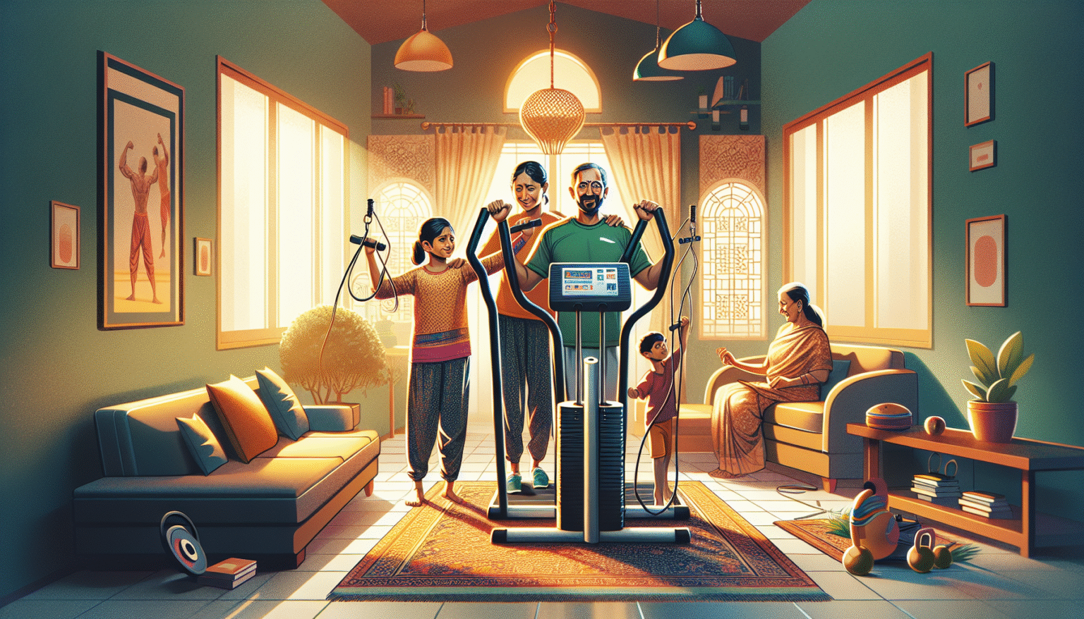 Living Room Circuit Training for Entire Indian Family in 2025